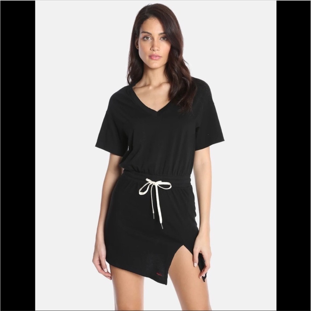 n:PHILANTHROPY Black Short Sleeve Drawstring Mini Dress
